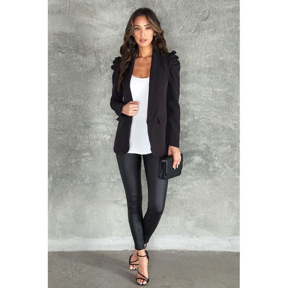 The Tiffany Ruched Sleeve Blazer - Picture 2 of 5